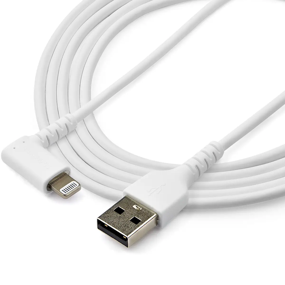 abgewinkeltes Lightning- auf USB-Kabel Stecker/Stecker Weiß 2m