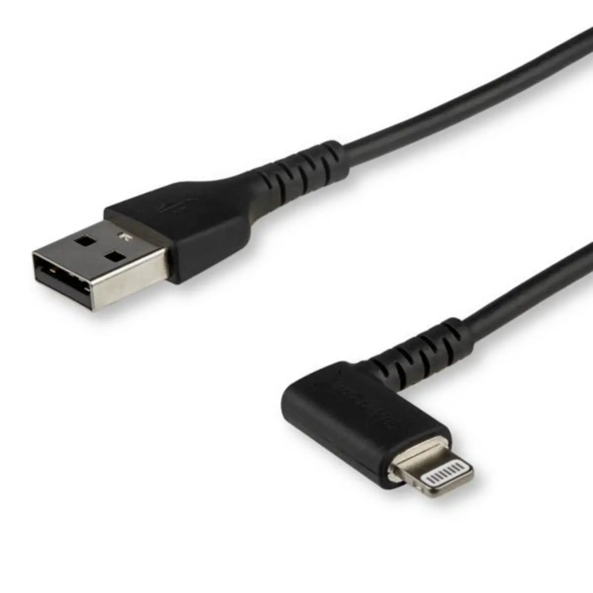 abgewinkeltes Lightning- auf USB-Kabel Stecker/Stecker Schwarz 2m