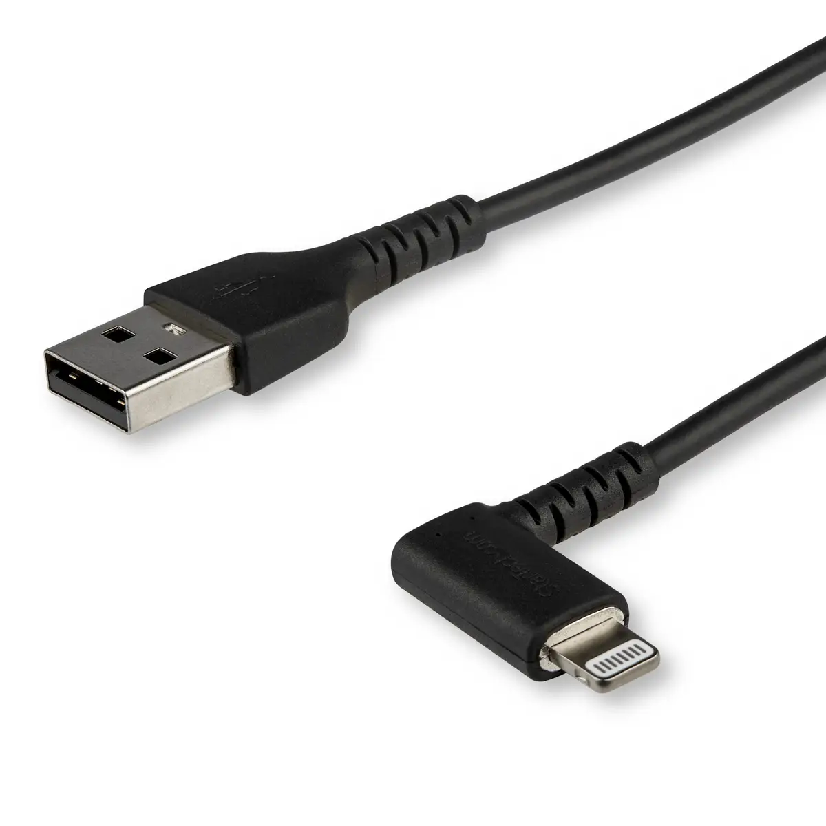 abgewinkeltes Lightning- auf USB-Kabel Stecker/Stecker Schwarz 2m