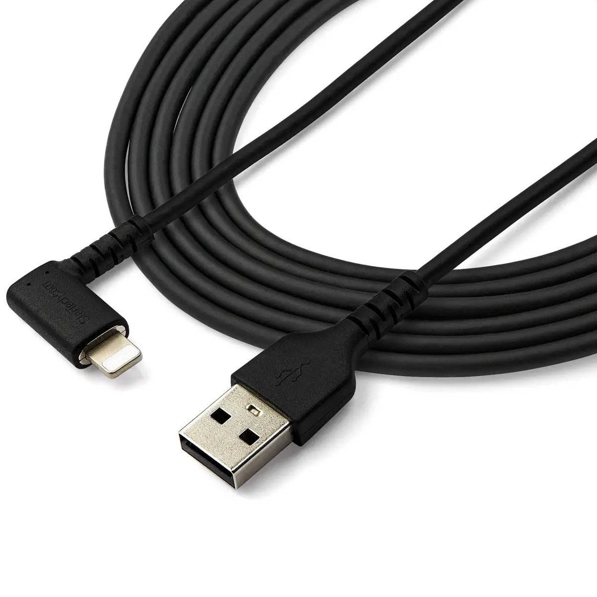 abgewinkeltes Lightning- auf USB-Kabel Stecker/Stecker Schwarz 2m