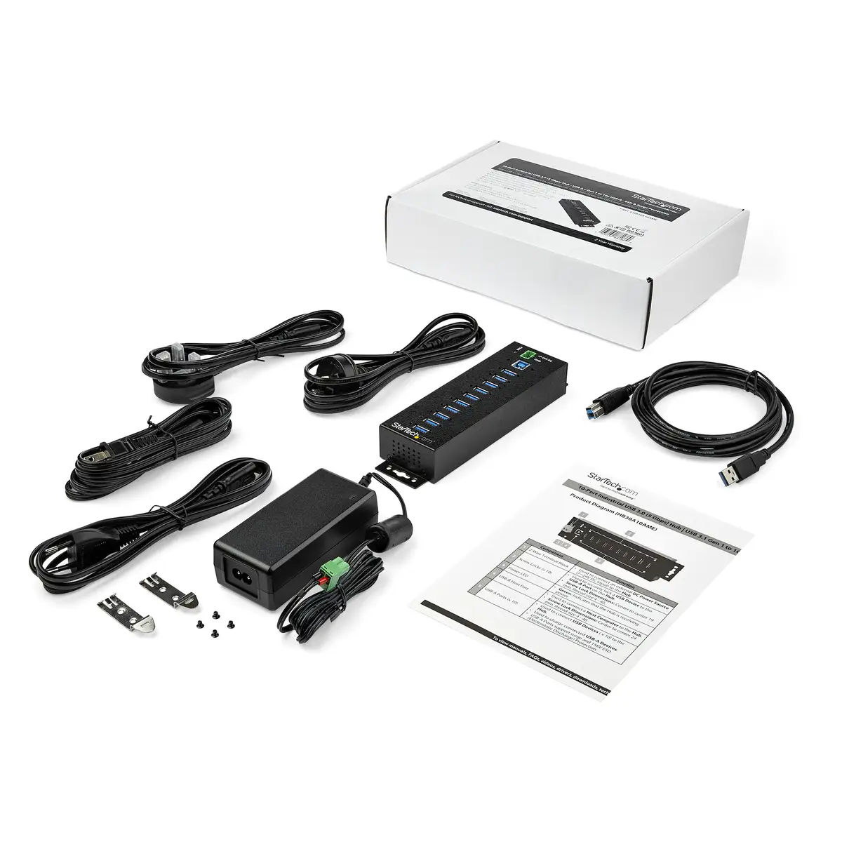 Industrieller USB 3.0-Hub 10 Ports und externes Netzteil Überspannungsschutz