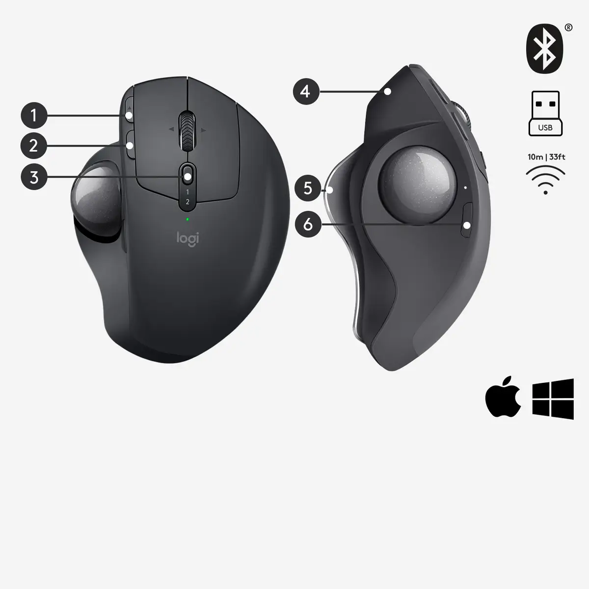 MX Ergo USB/Bluetooth Wireless Schwarz inkl. Reciever