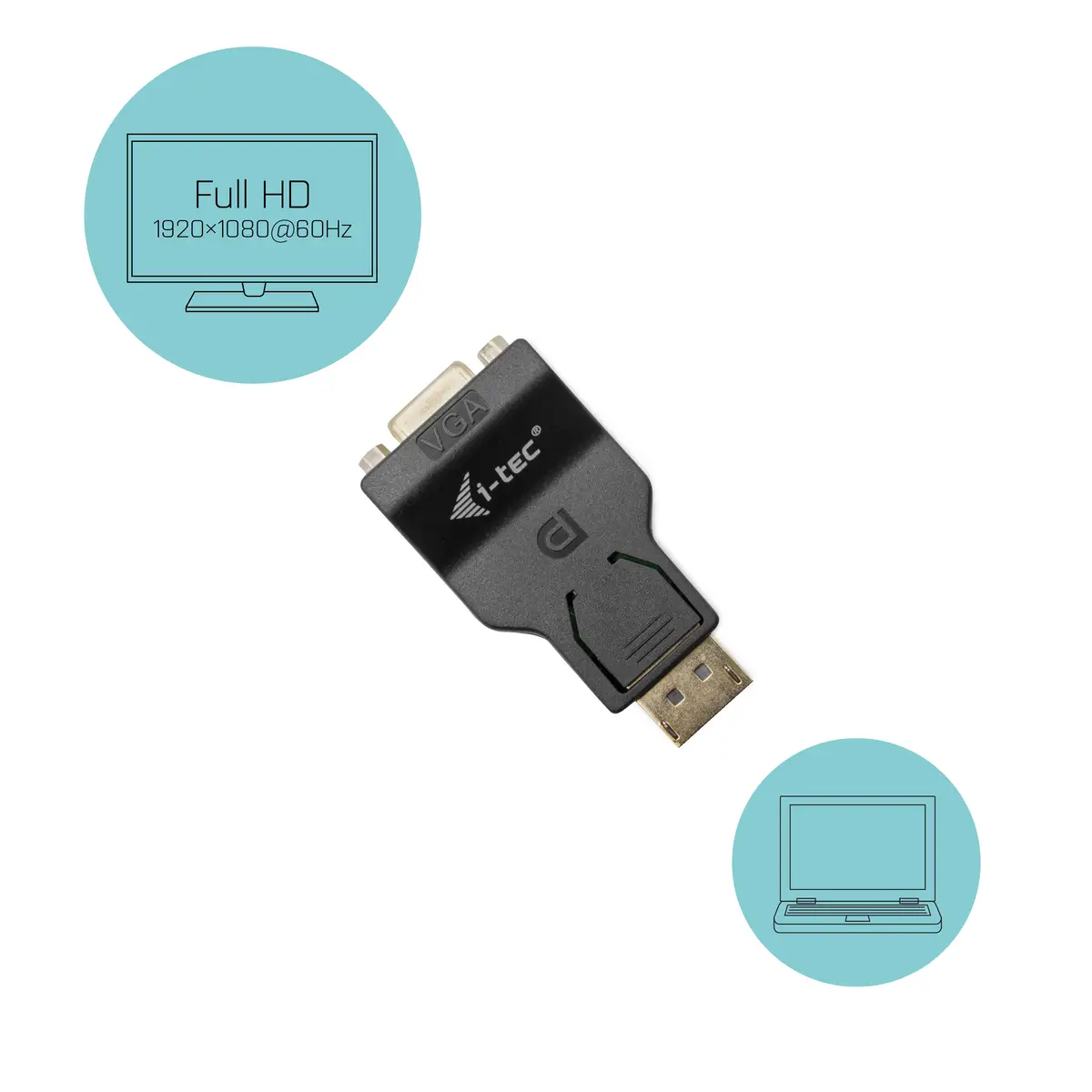i-tec Display-Adapter DisplayPort auf VGA (HD-15) Schwarz