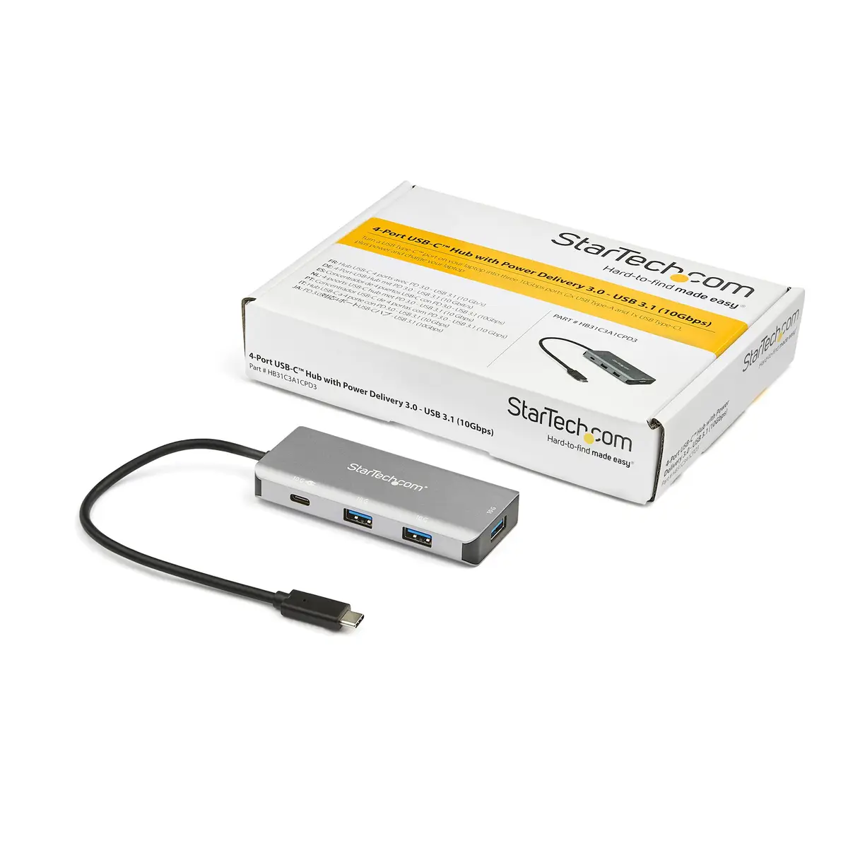 4-Port USB-C Hub 10 Gbit/s 3x USB-A & 1x USB-C - PD 3.0 - 25cm Kabel