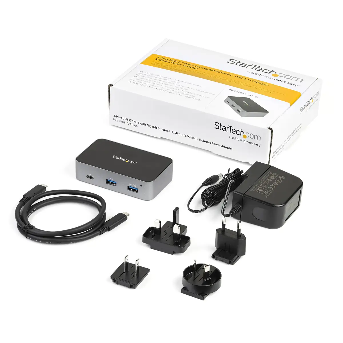 3-Port USB-C-Hub mit LAN 10 Gbit/s 2x USB-A 1x USB-C 1m