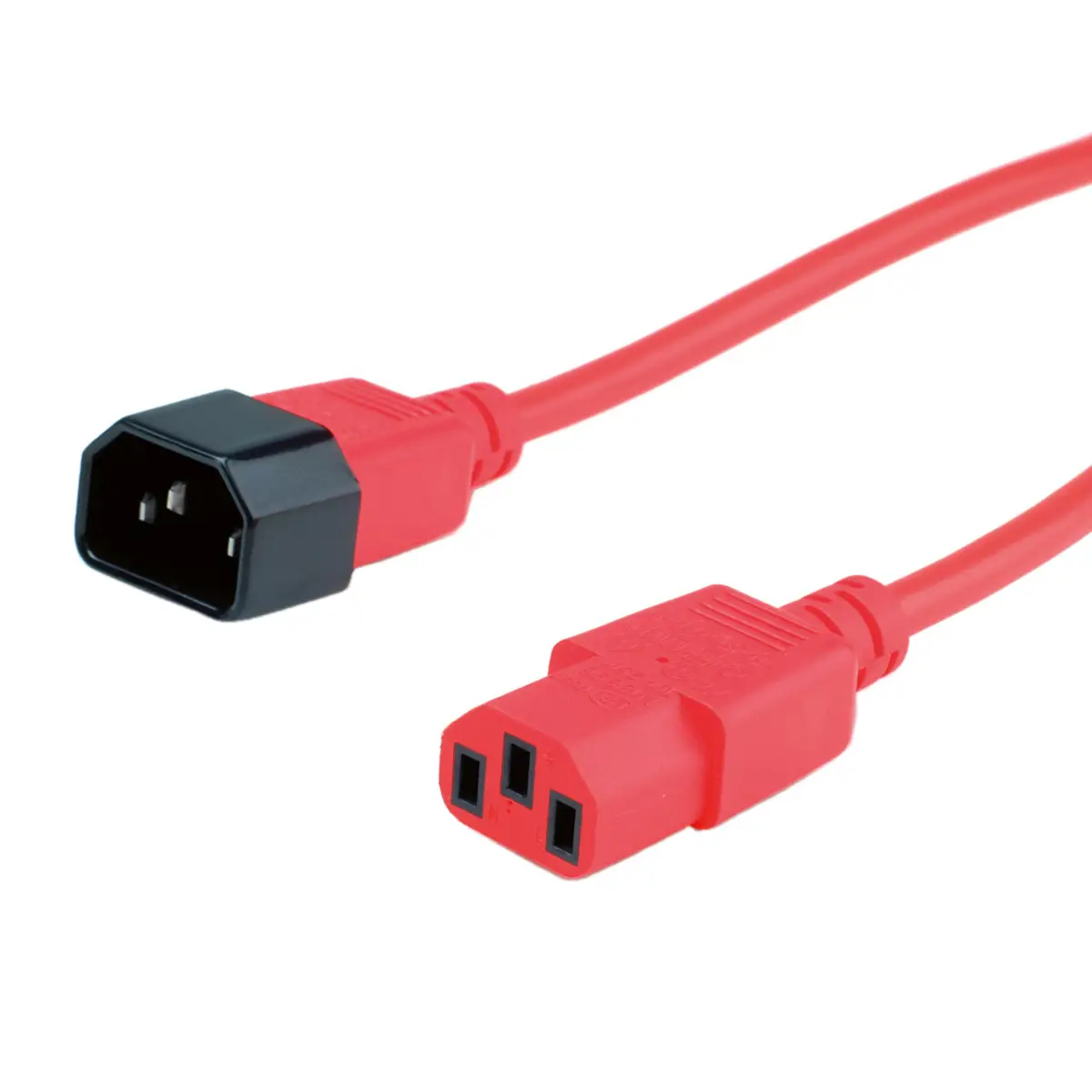 Stromverlängerungskabel C13/C14 Stecker/Buchse Rot 0,8m