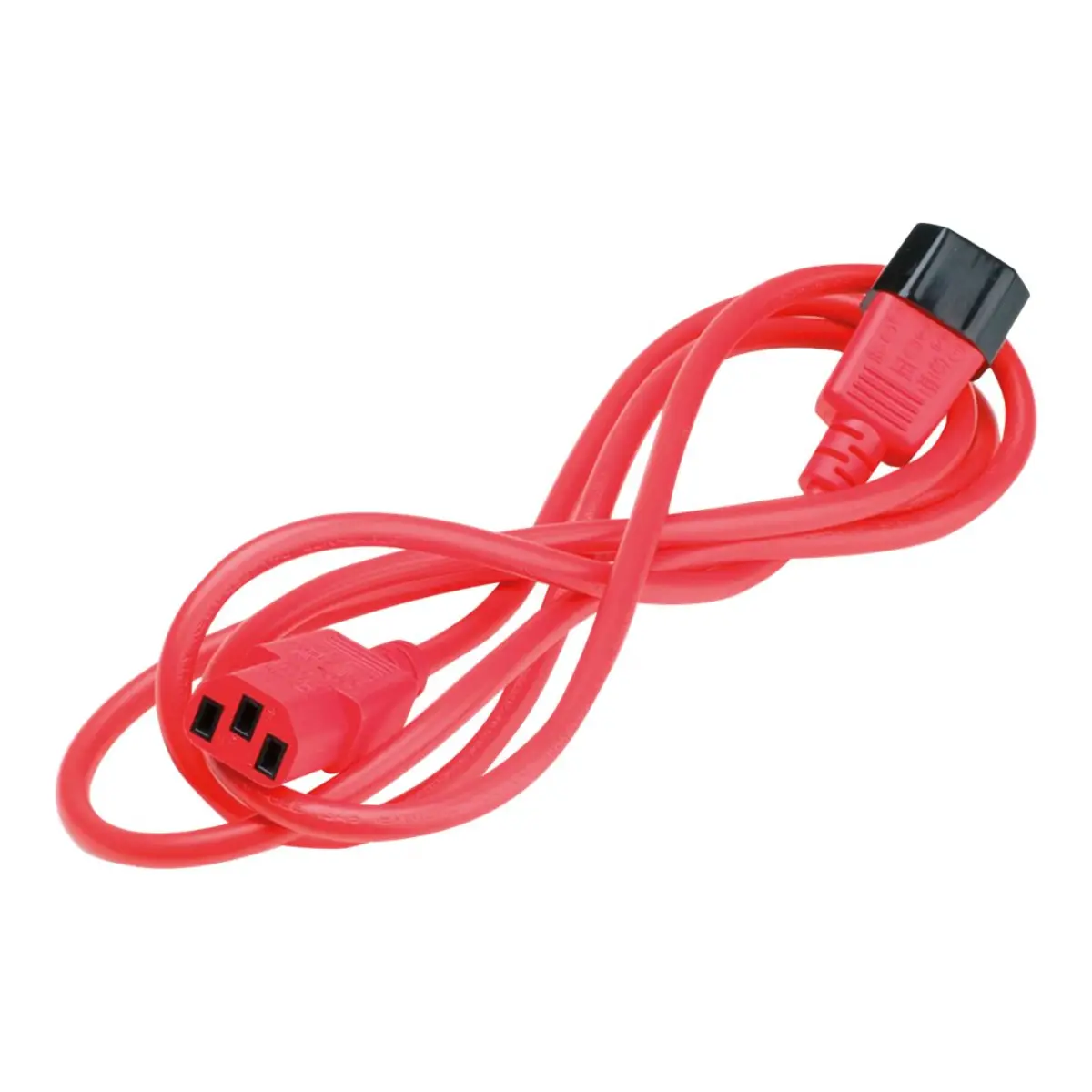 Stromverlängerungskabel C13/C14 Stecker/Buchse Rot 0,8m
