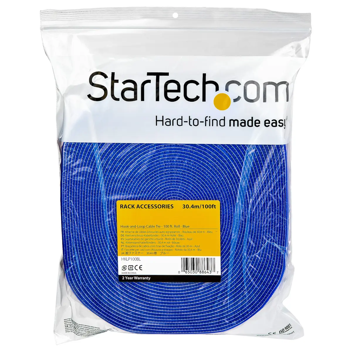 Klettkabelbinder Rolle Wiederverwendbar Blau 30,4m
