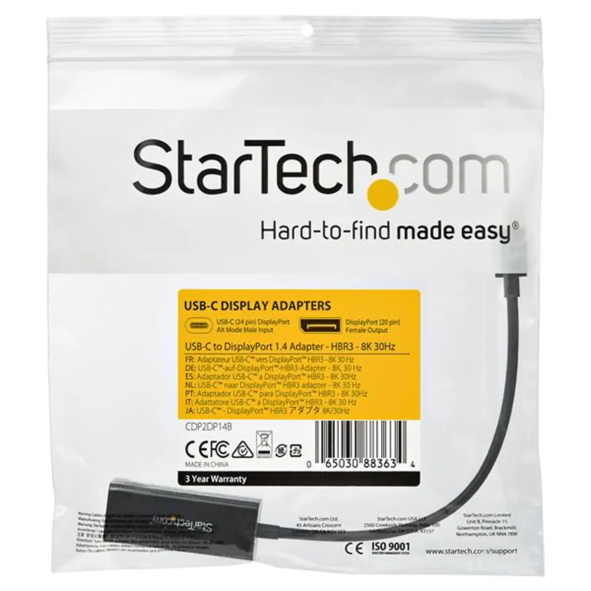 CDP2DP14B USB-C auf DisplayPort Adapter Schwarz