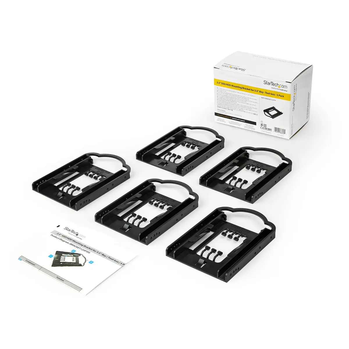 5er Pack 2,5" SSD/HDD Montageschiene für 3,5" Laufwerksschacht Werkzeuglos