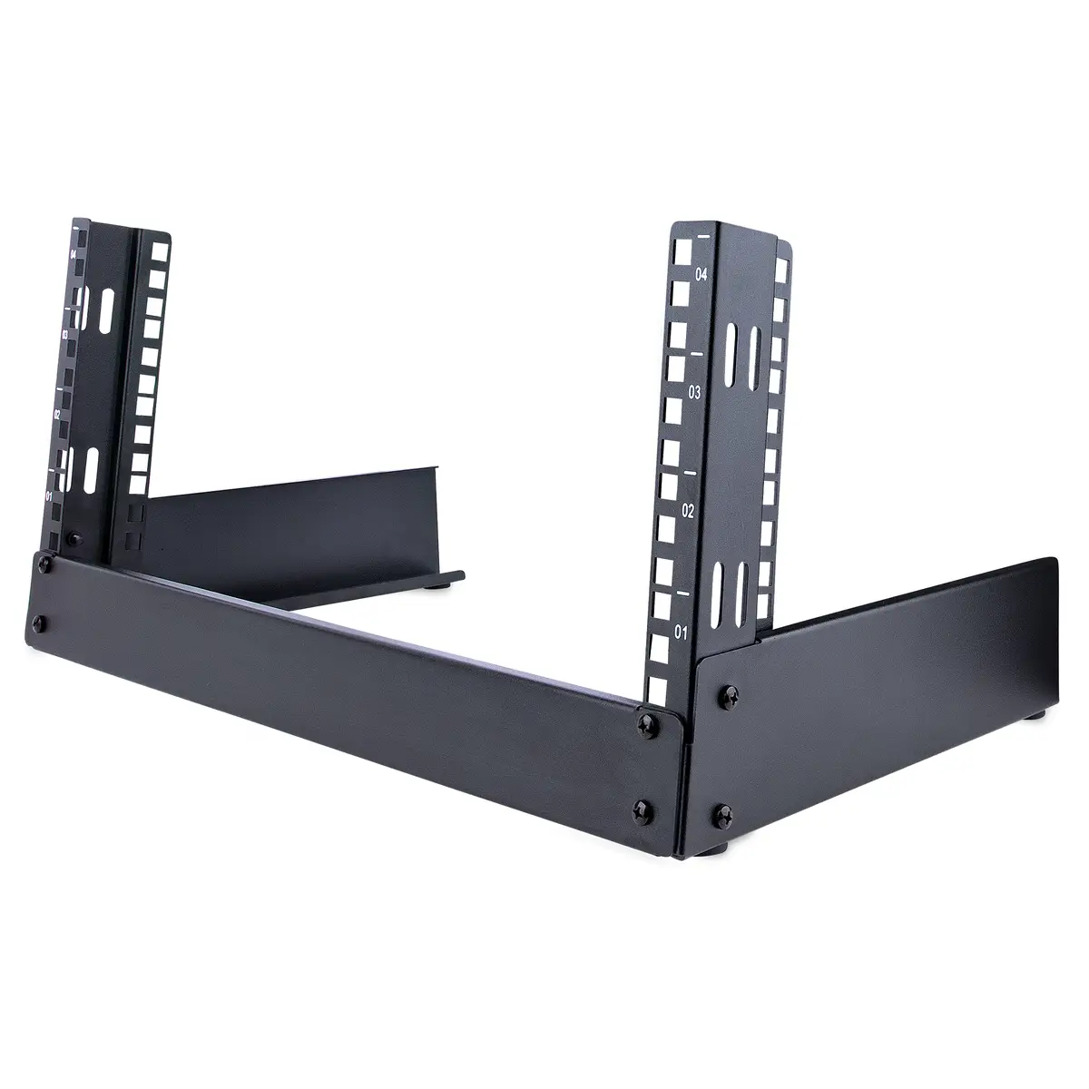 RK4OD Desktop Rack (4 HE, 2 Post Open Frame Rack, bis zu 30 kg, EIA-310, freistehend) schwarz