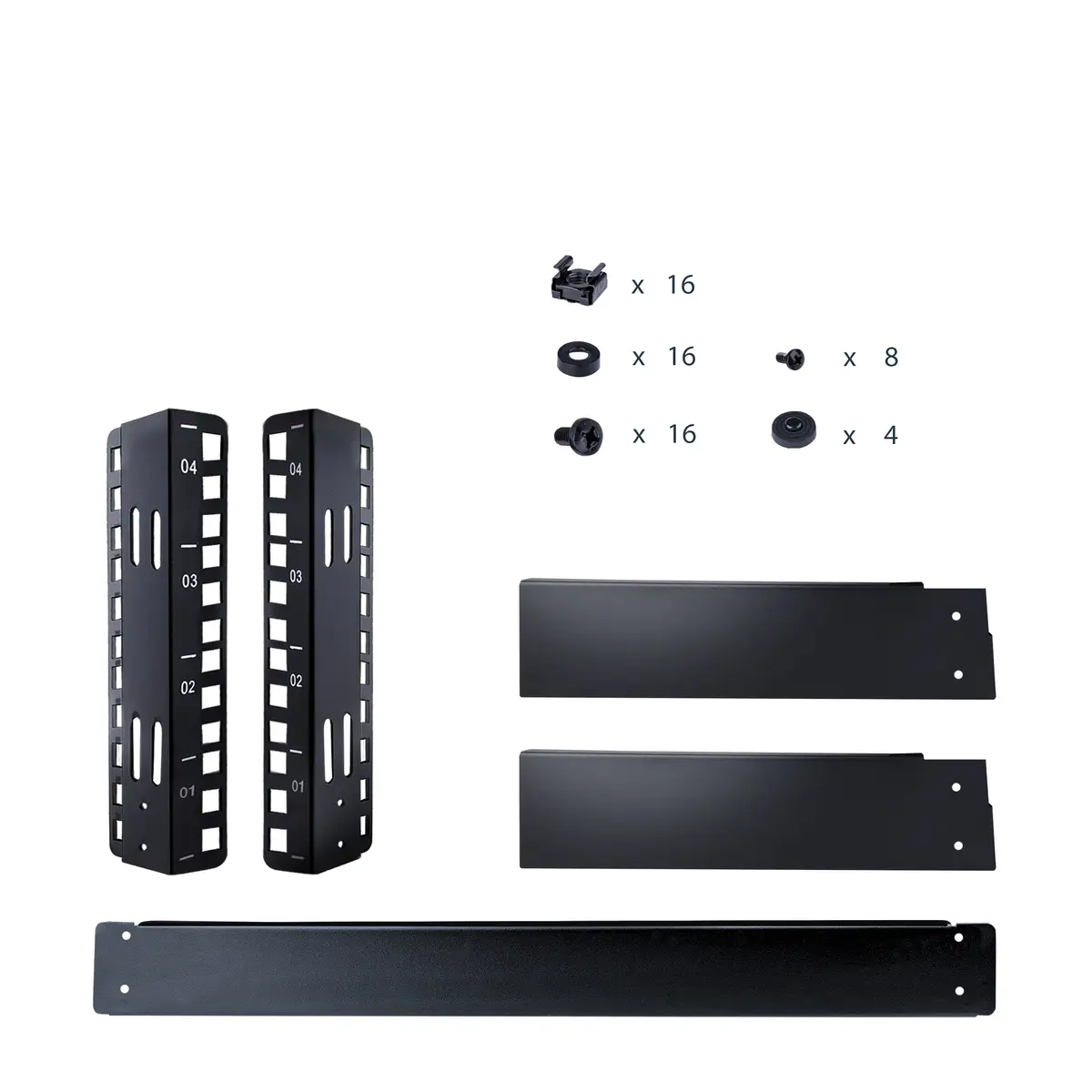 RK4OD Desktop Rack (4 HE, 2 Post Open Frame Rack, bis zu 30 kg, EIA-310, freistehend) schwarz