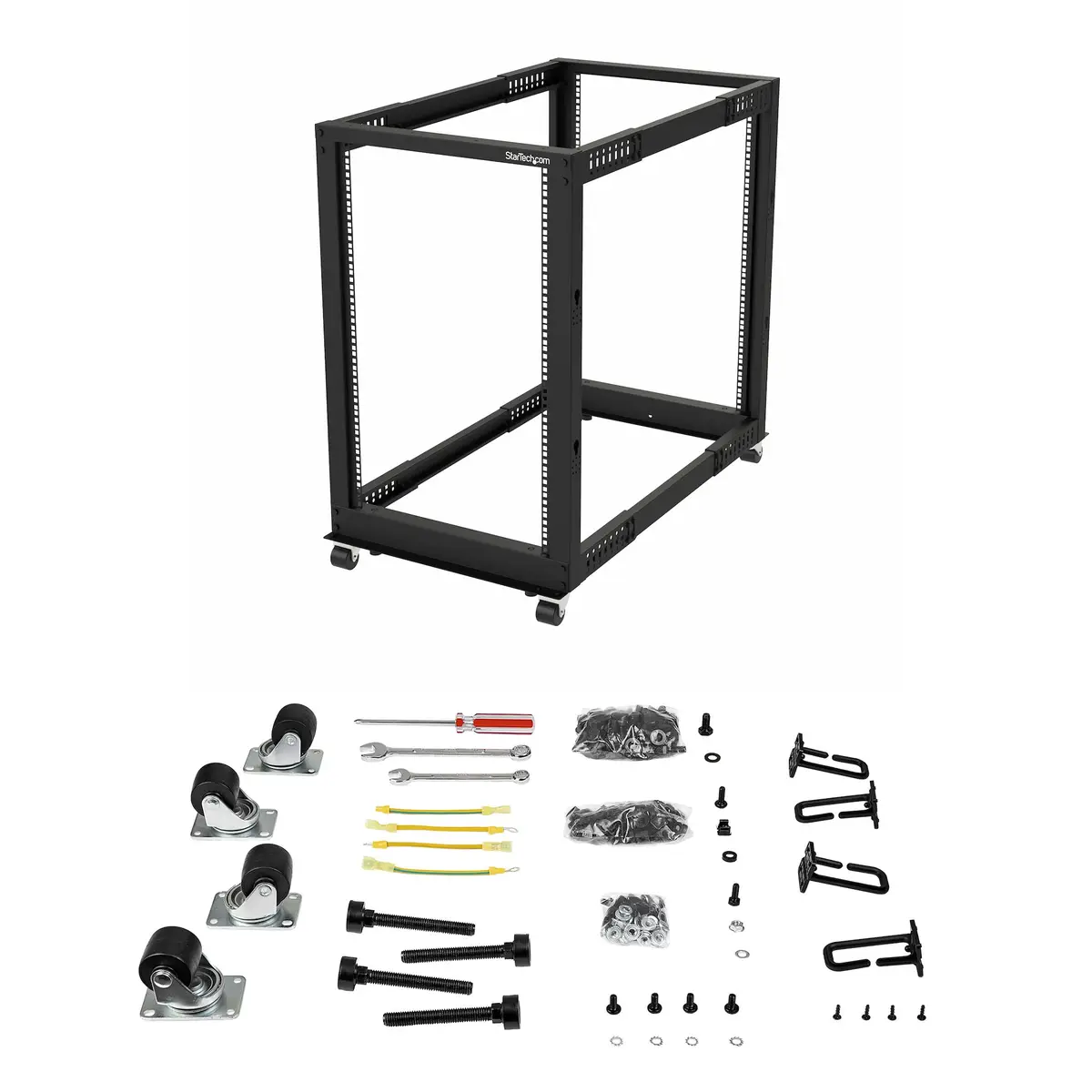 18U Open Frame Rack 4 Post 22-40 in. Adjustable Depth