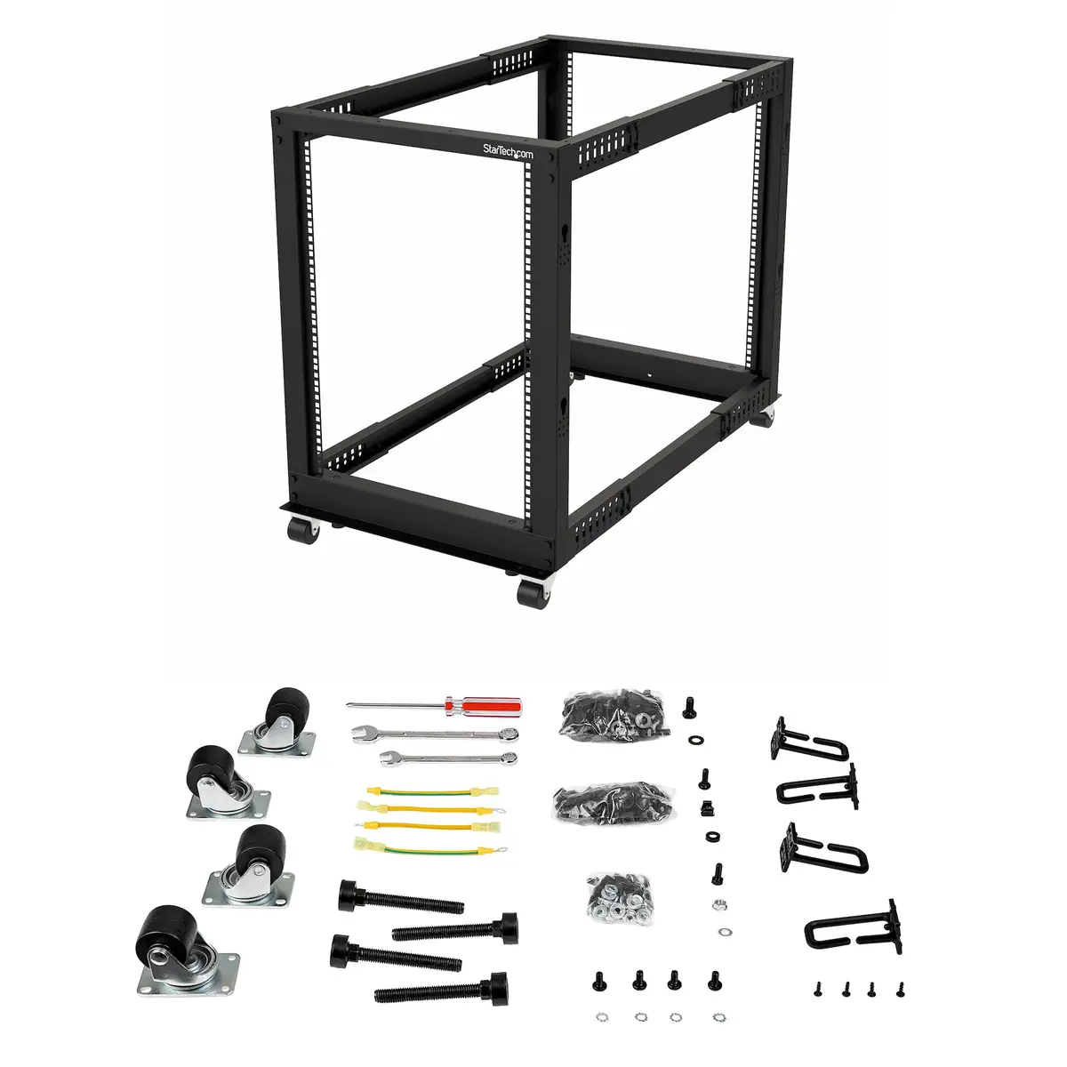 15U Open Frame Rack 4 Post 22-40 in. Adjustable Depth