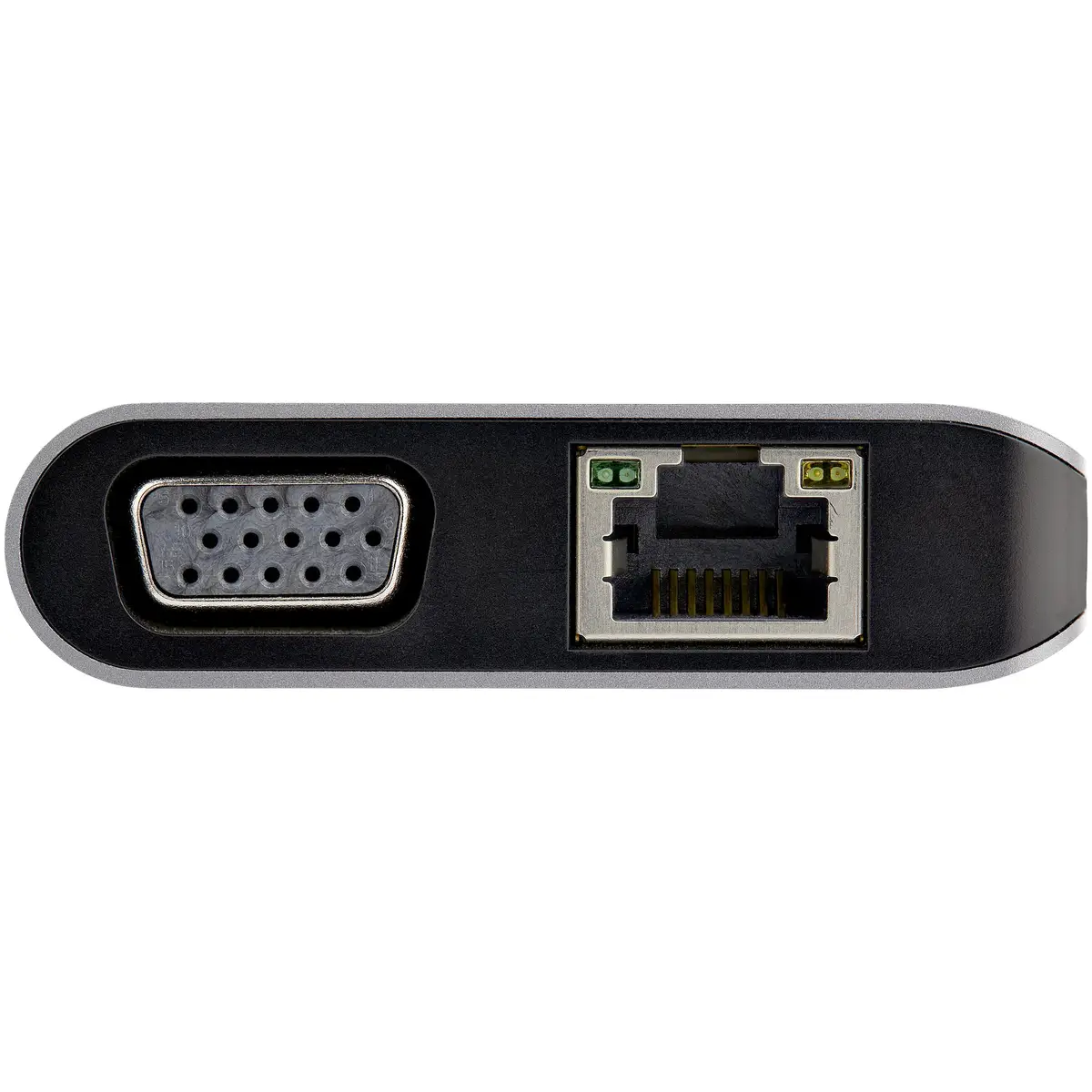 USB-C-Multiport-Adapter mit HDMI oder VGA und längerem angeschlossenen Kabel