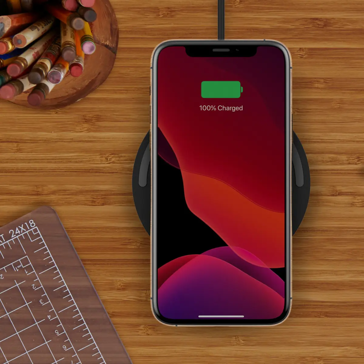 Wireless Charging Pad 10W Micro-USB Kabel mit Netzteil schwarz