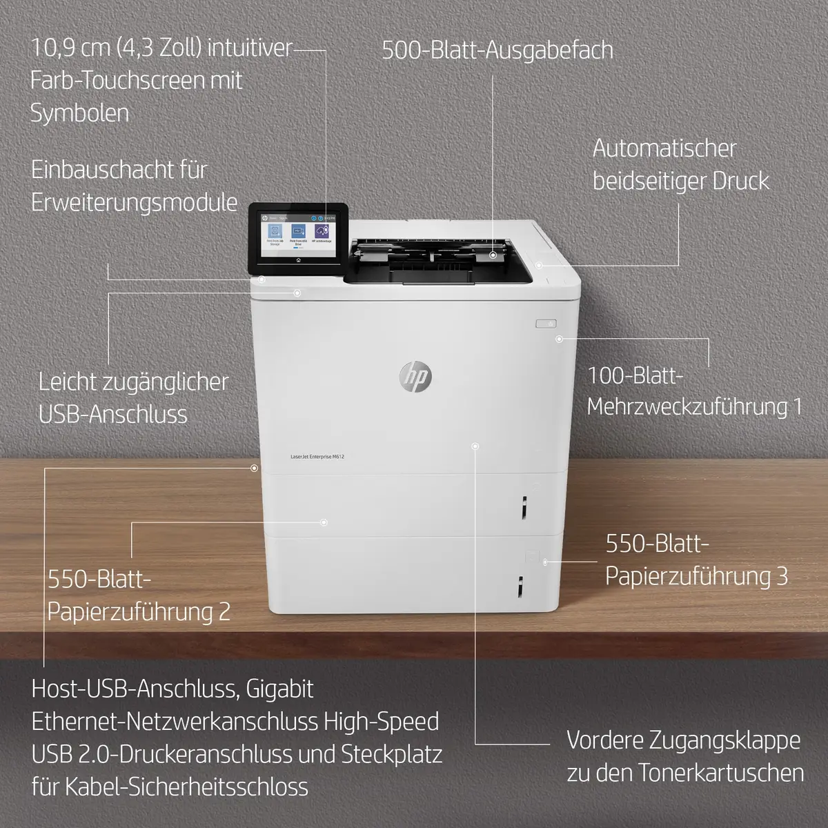 LaserJet Enterprise M612dn A4 S/W Laserdrucker 1200x1200dpi 71ppm Duplex