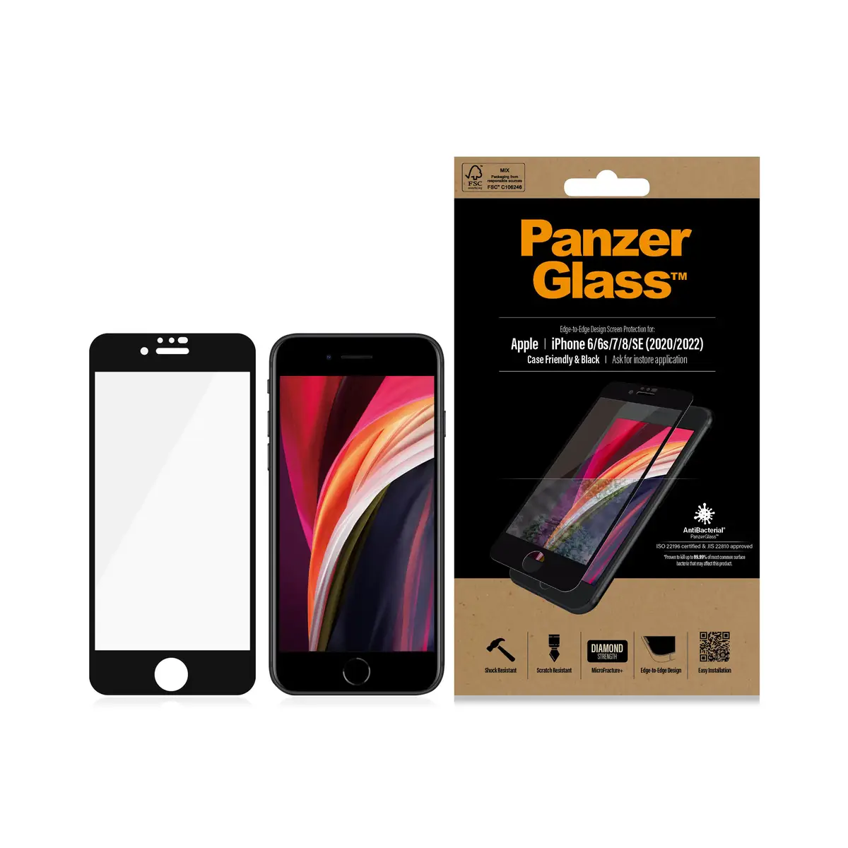 Bildschirmschutz für iPhone 6/7/8 SE (2020) schwarz