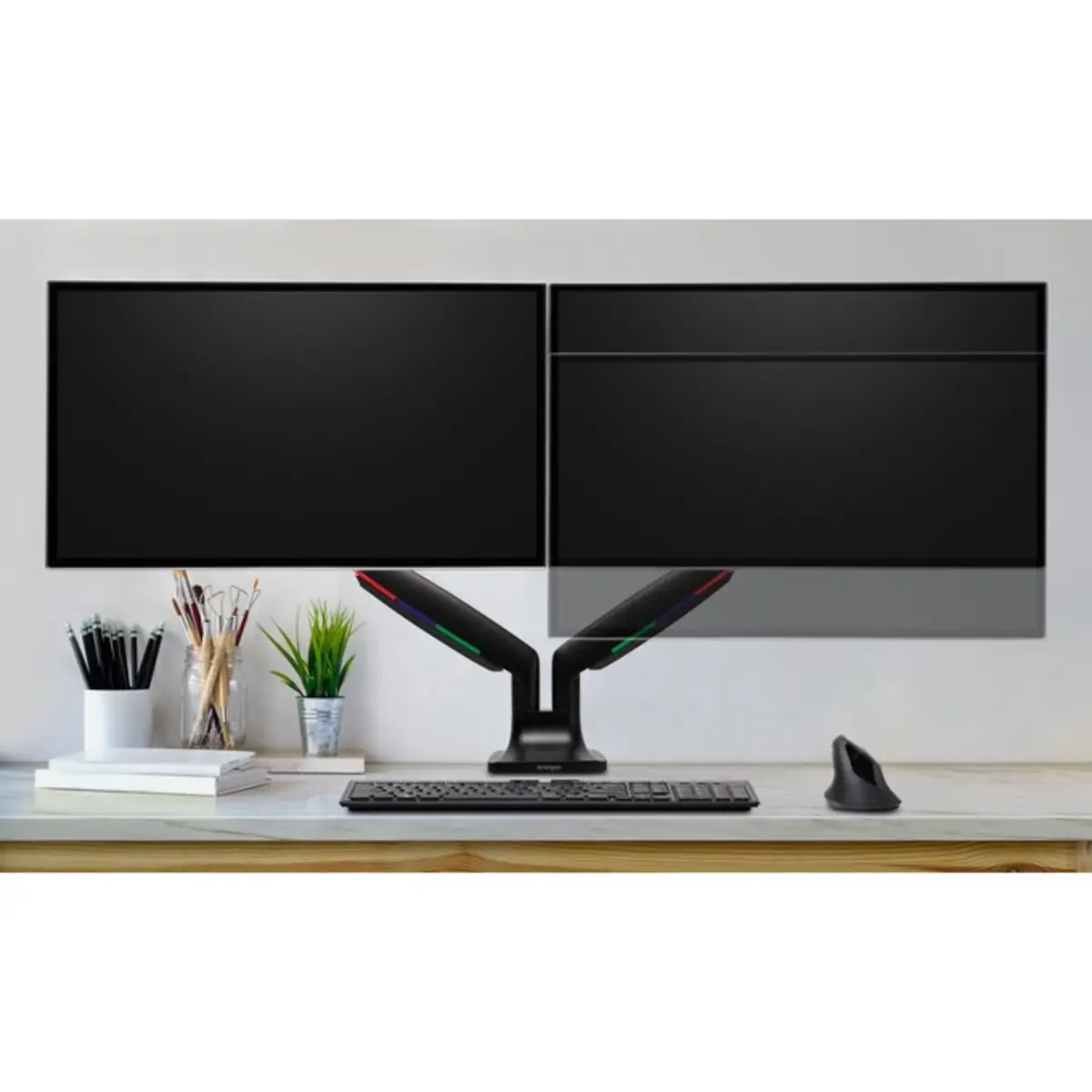 One-Touch Dual Monitorarm – schwarz