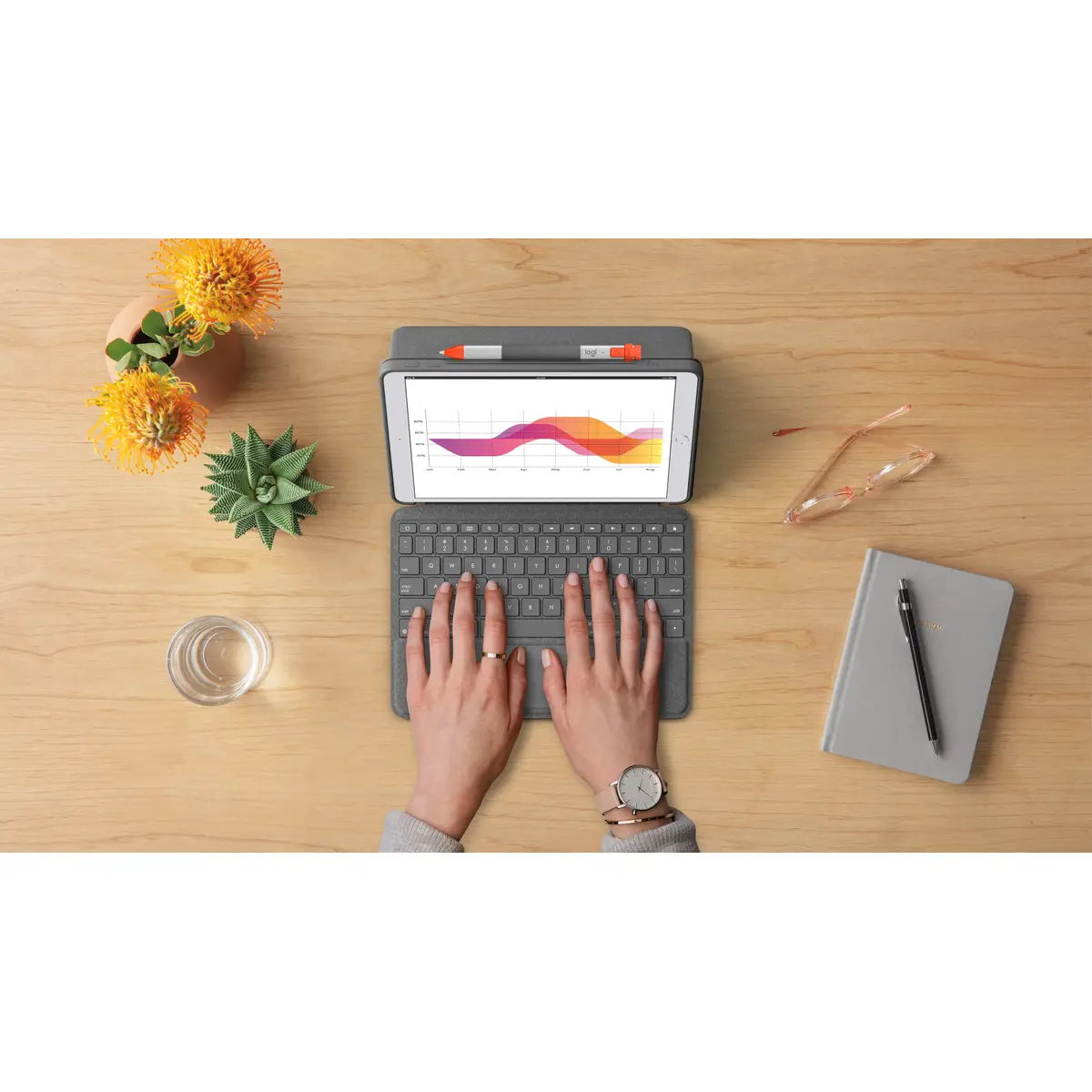 Combo Touch Keyboard (Qwertz) Case mit Trackpad für iPad (7./8./9. Generation)