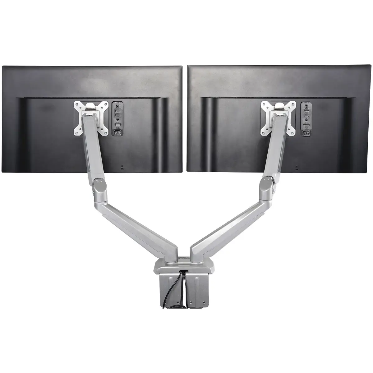 Doppel Monitorarm mit Schreibtischmontage Eingebaute USB und Audio Anschlüsse