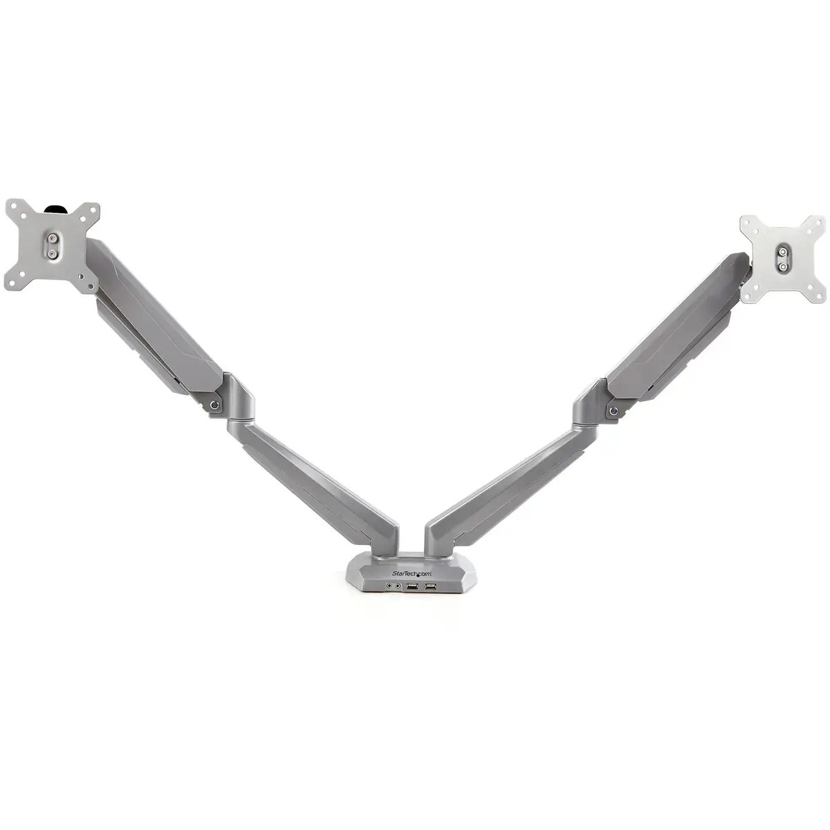 Doppel Monitorarm mit Schreibtischmontage Eingebaute USB und Audio Anschlüsse