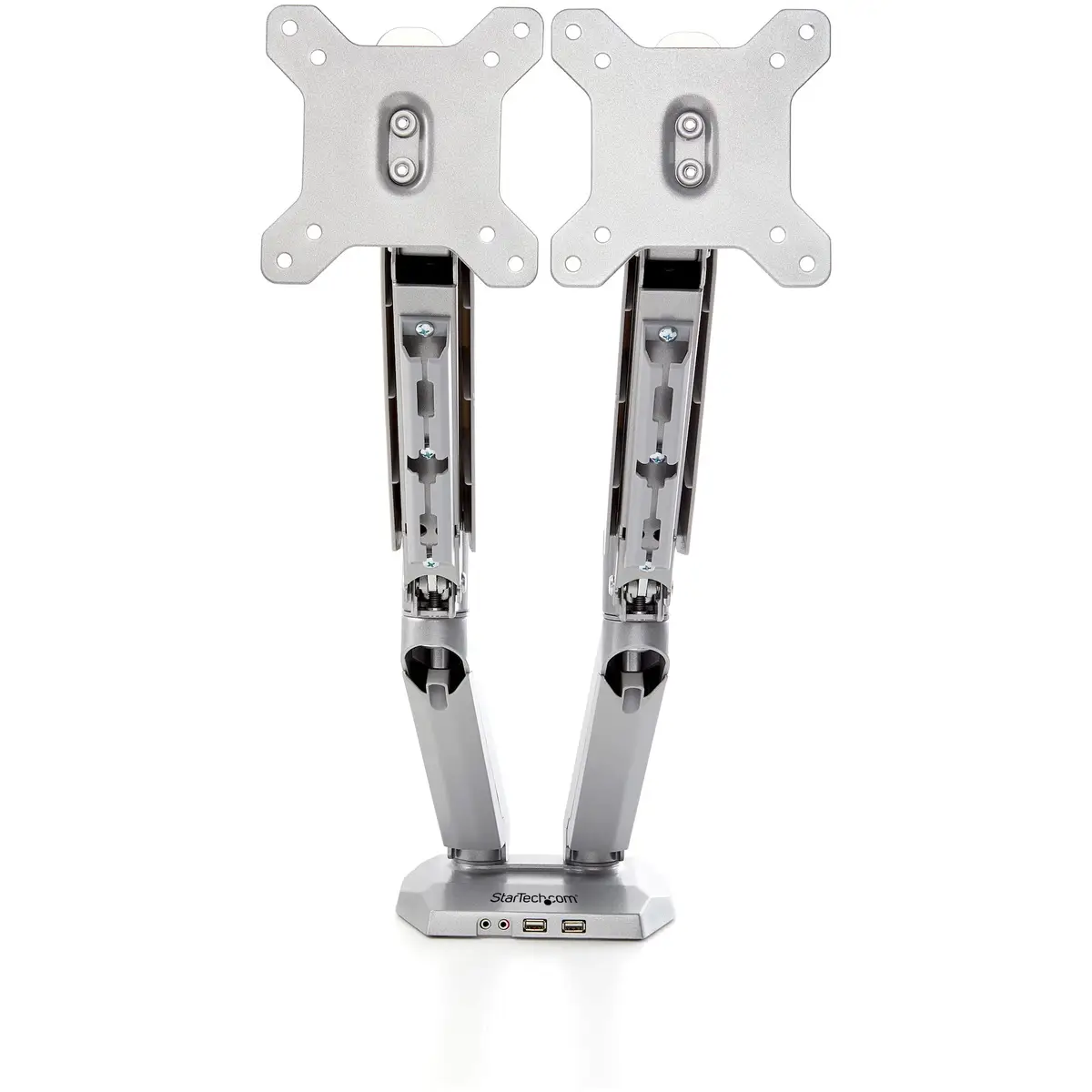 Doppel Monitorarm mit Schreibtischmontage Eingebaute USB und Audio Anschlüsse