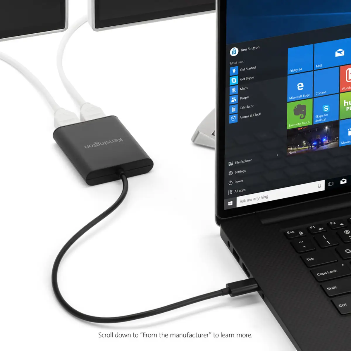 Video-Adapter USB-C auf Dual DP1.2, 4K 30HZ, schwarz