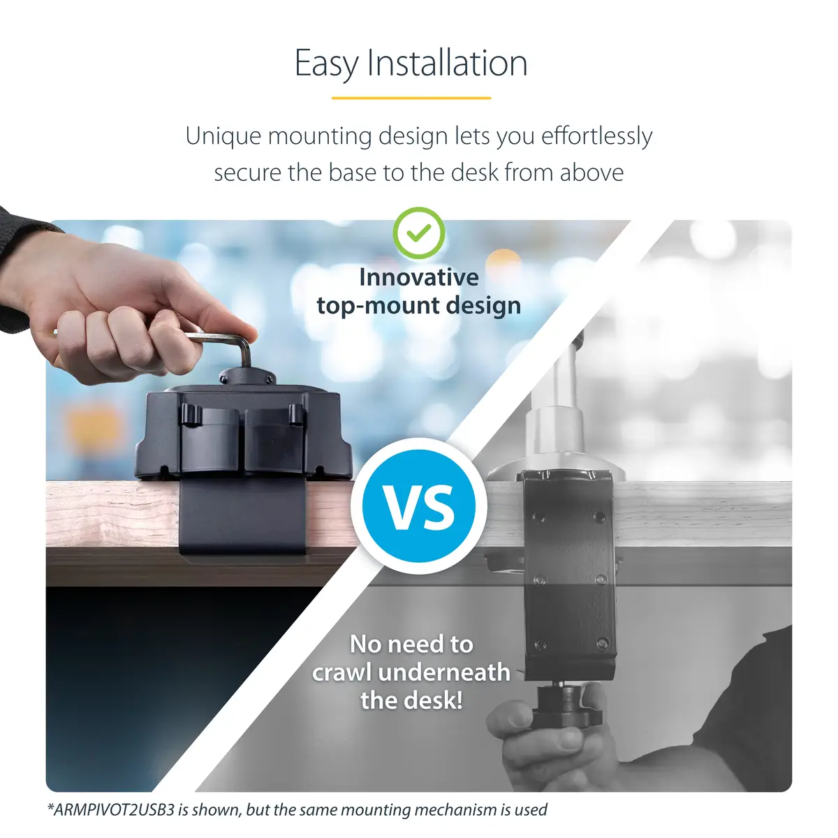 Monitorarm - 2 pass through USB 3.0 Ports - VESA 75x75 100x100