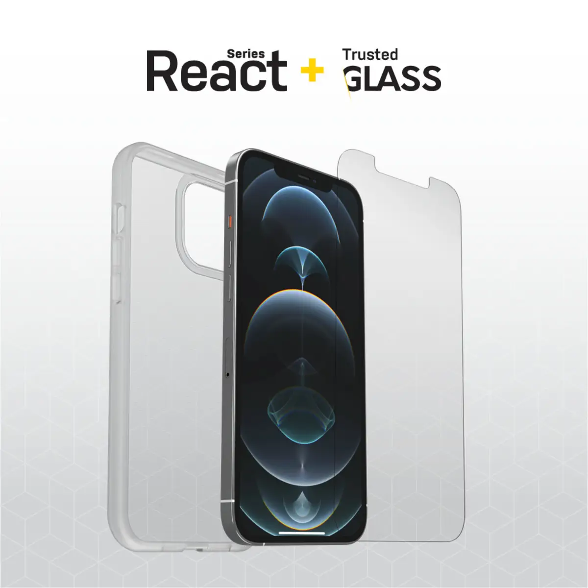 React + Trusted Glass iPhone 12 Pro Max, transparent