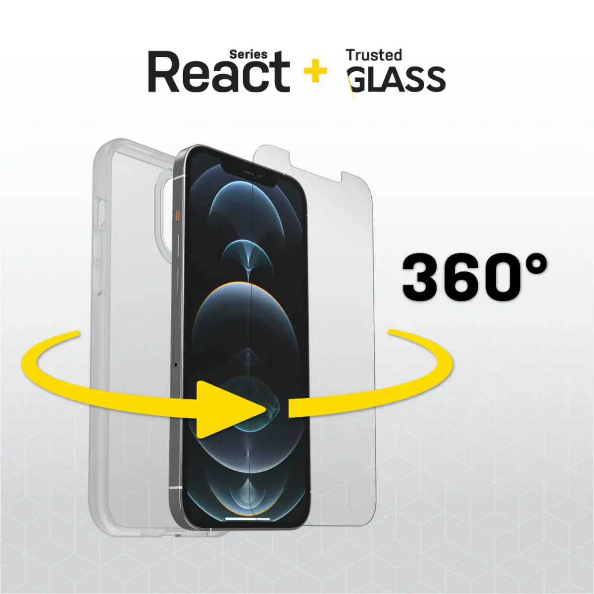 React + Trusted Glass iPhone 12 Pro Max, transparent