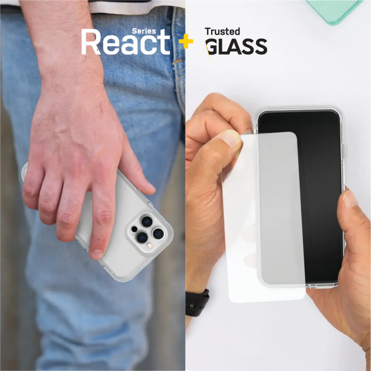 React + Trusted Glass iPhone 12 Pro Max, transparent
