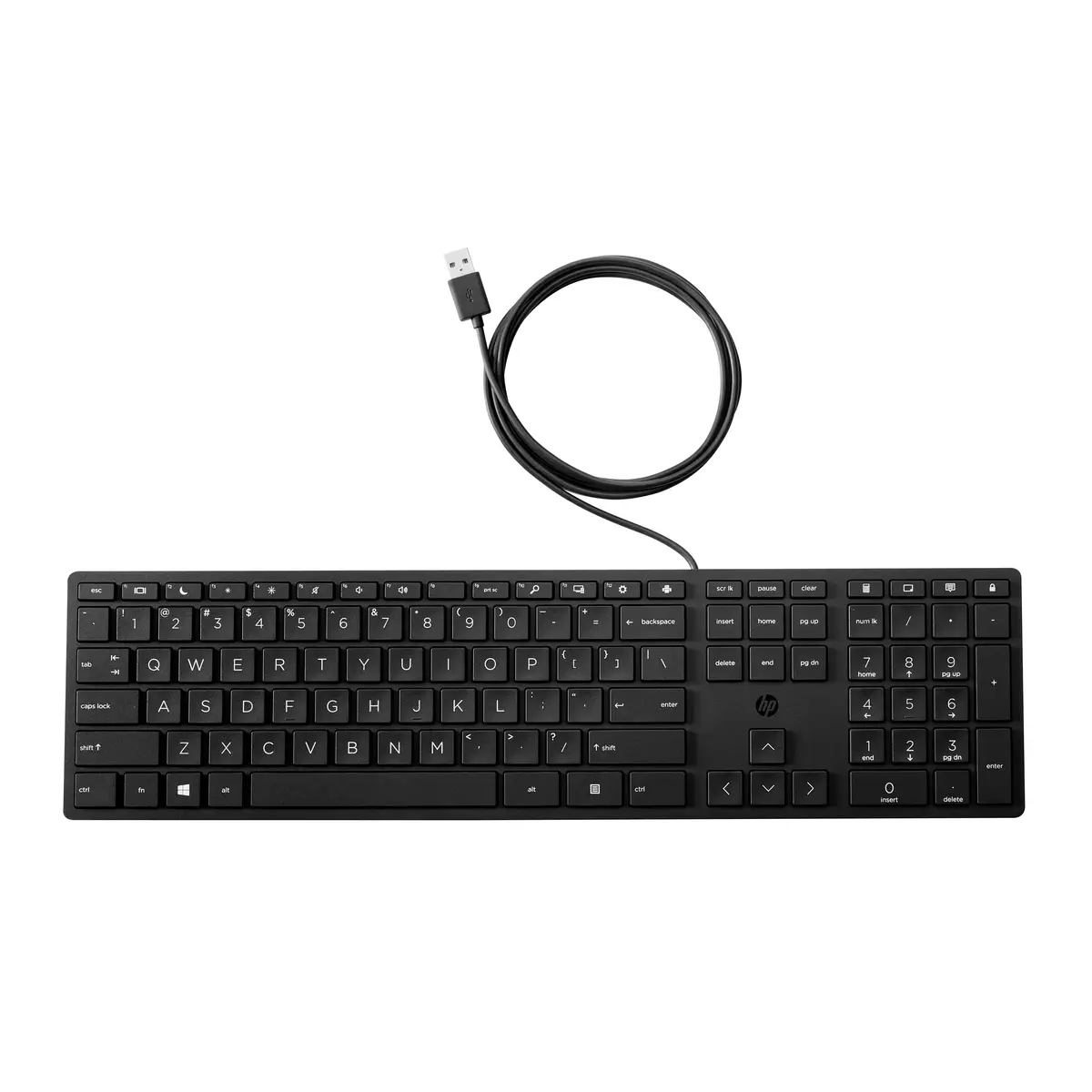 320K-Tastatur für Desktop-PC, kabelgebunden, Volle Größe (100%), Kabelgebunden, USB, Schwarz