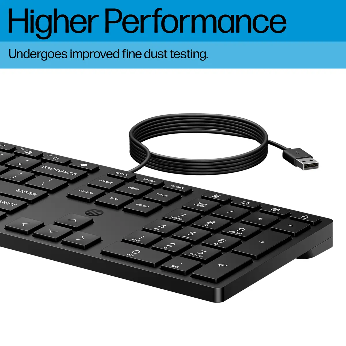 320K-Tastatur für Desktop-PC, kabelgebunden, Volle Größe (100%), Kabelgebunden, USB, Schwarz