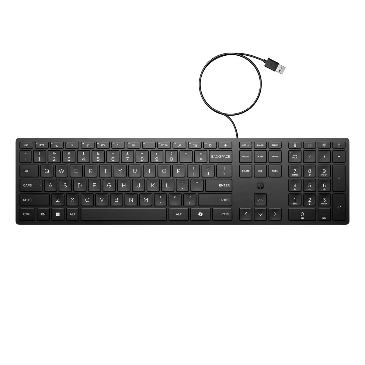 320K-Tastatur für Desktop-PC, kabelgebunden, Volle Größe (100%), Kabelgebunden, USB, Schwarz