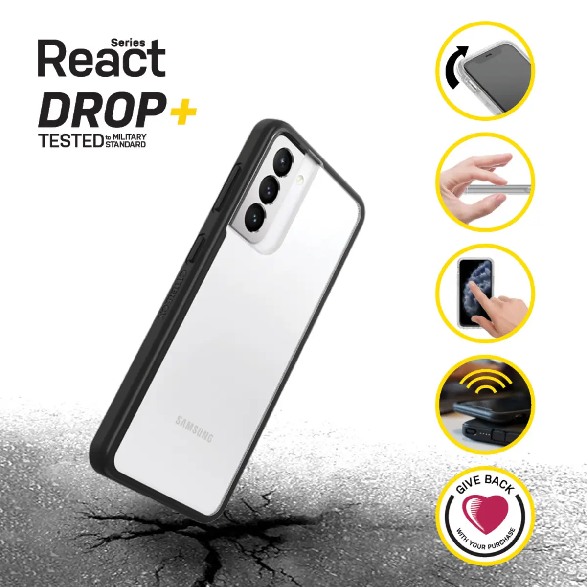 React Samsung Galaxy S21+ 5G Schwarz Crystal Hülle Transparent/Schwarz ProPack