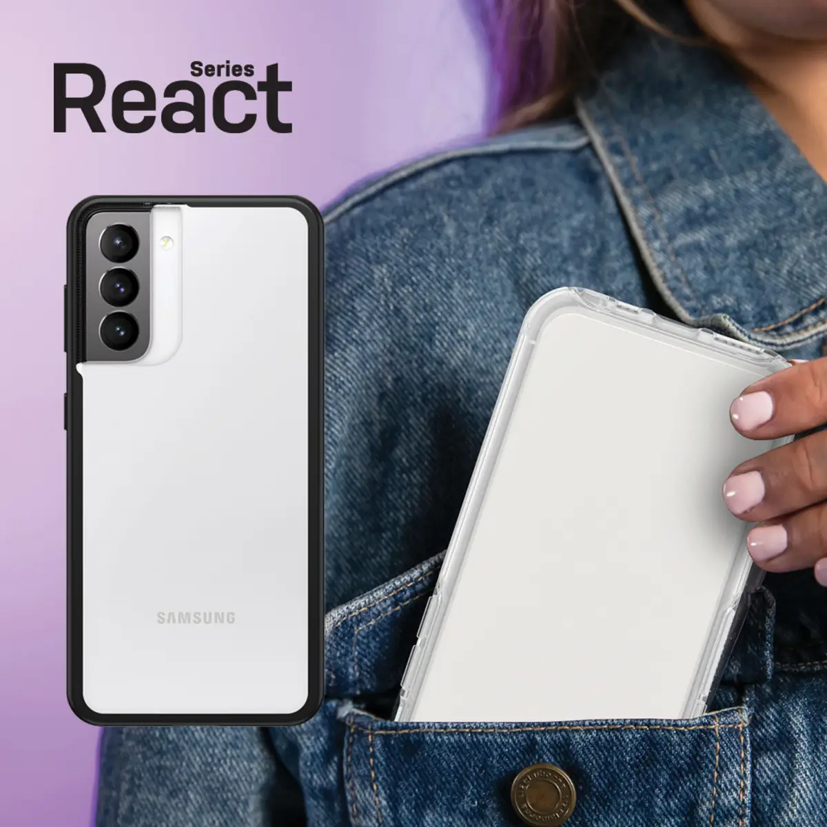 React Samsung Galaxy S21+ 5G Schwarz Crystal Hülle Transparent/Schwarz ProPack