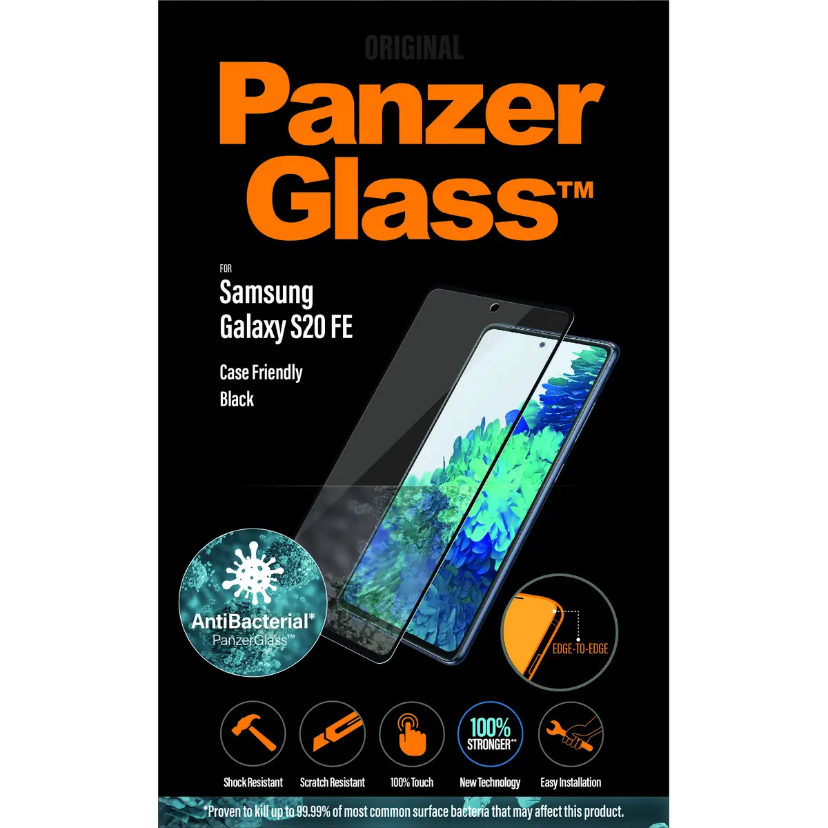 Samsung Galaxy S20 FE CaseFriendly, Black Antibacterial