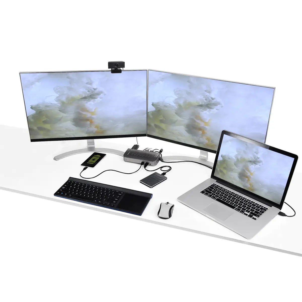 USB-C USB-A-Dock Hybrid USB 3.0 Dockingstation Dual-Monitor 4K 60Hz HDMI/DP