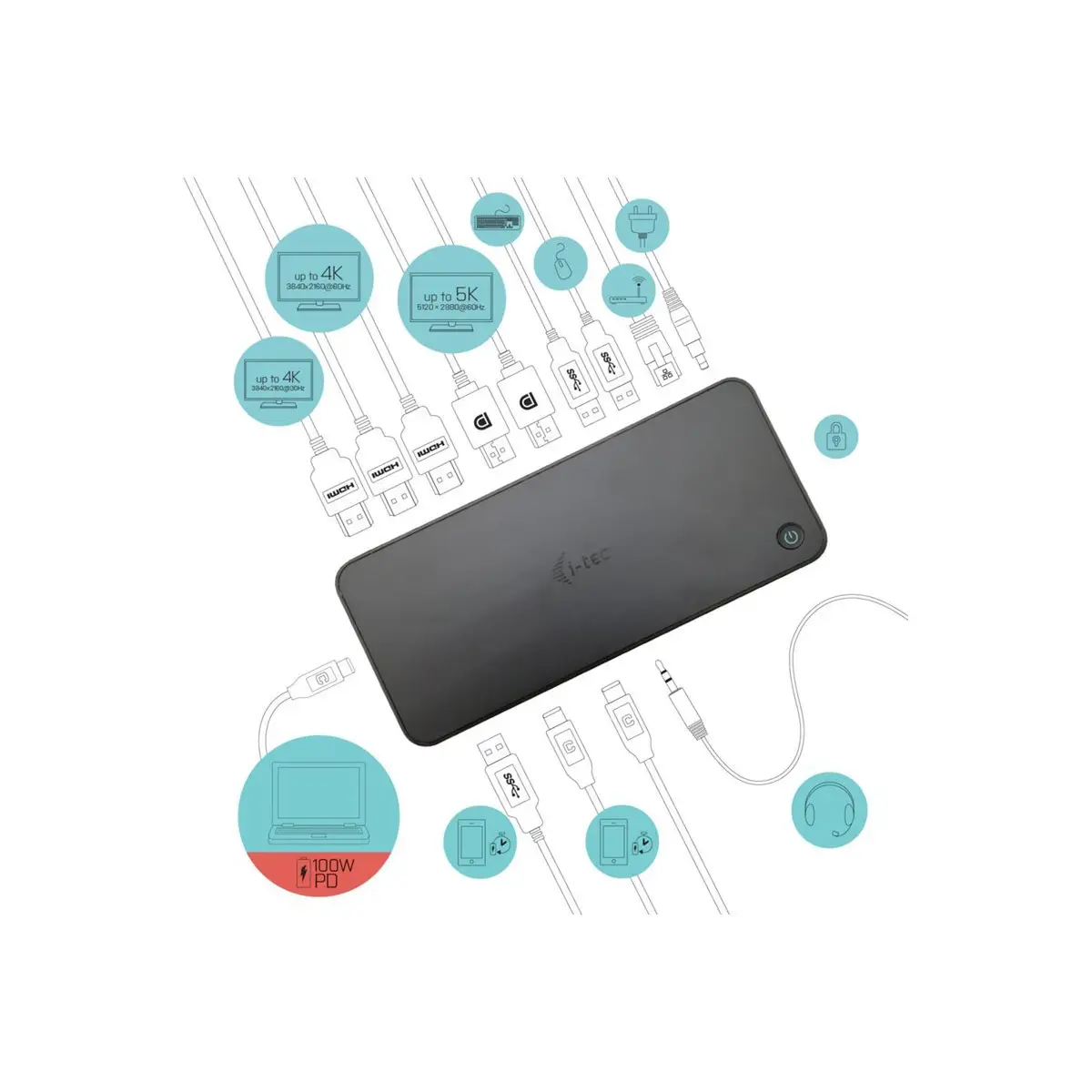i-tec USB 3.0/USB-C/Thunderbolt 3x 4K Docking Station + Power Delivery C7