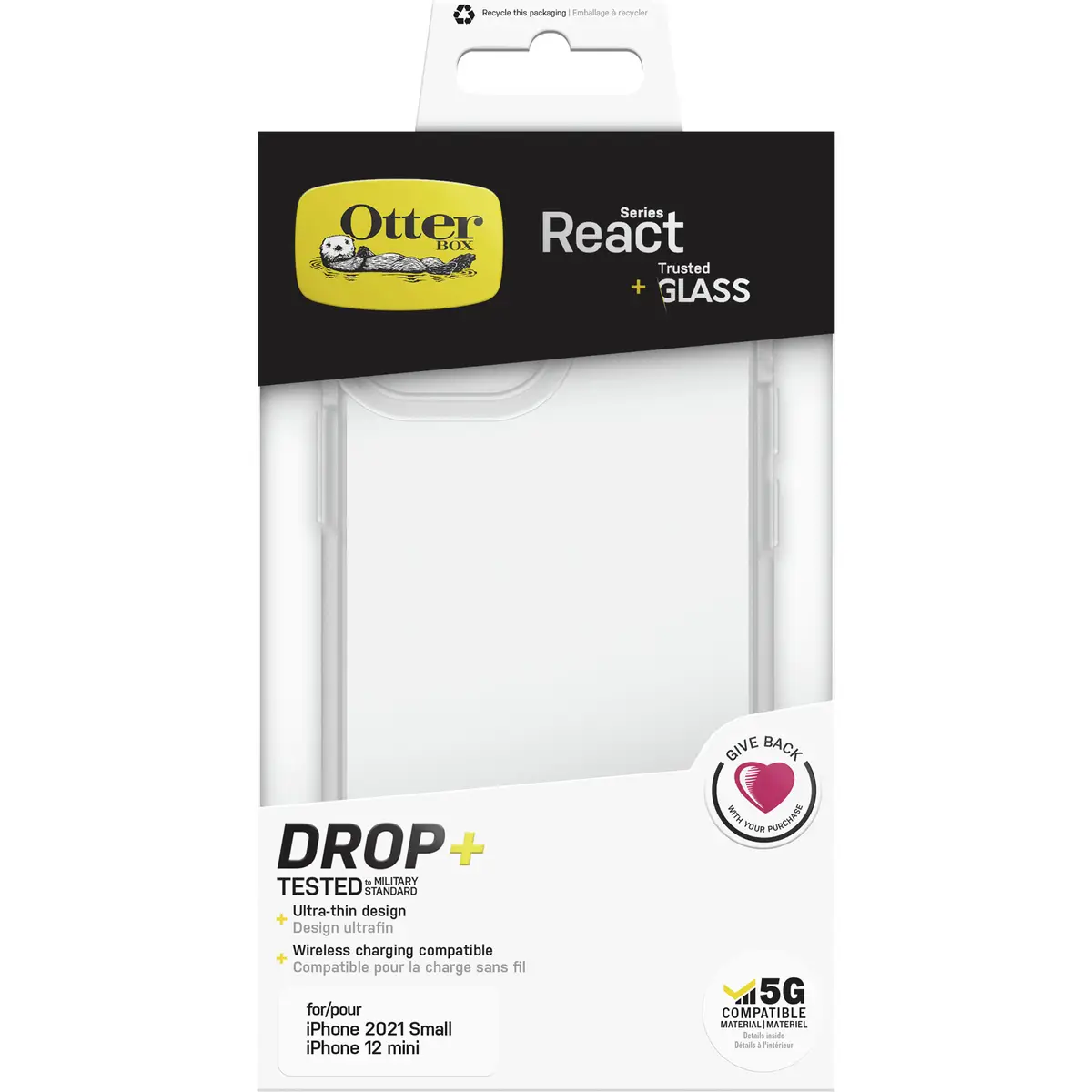 React + Trusted Glass Case für iPhone 13 clear