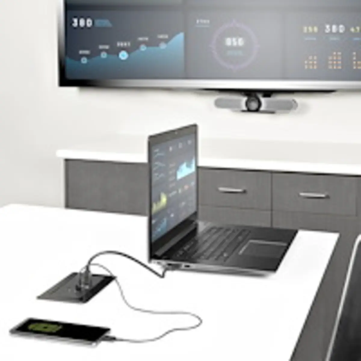 Tischanschlussfeld mit Laptop-Dockingstation 4K HDMI USB-C/USB-A PD