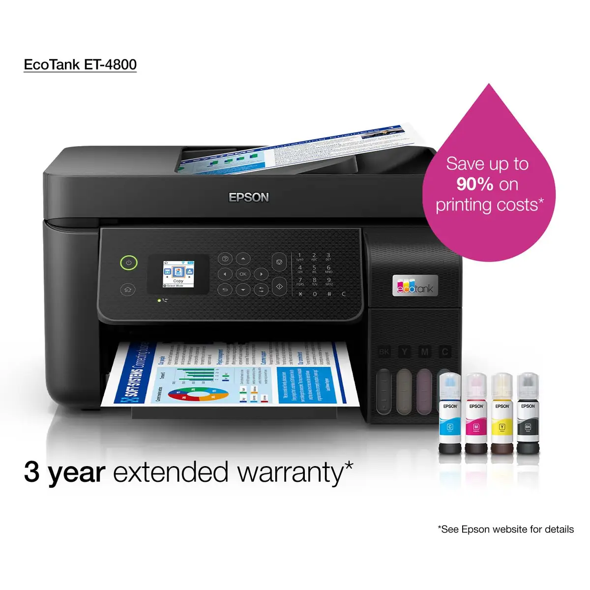 EcoTank ET-4800 A4 All-in-one Drucker/Scanner/Kopierer/Fax Tintenstrahldrucker Duplex,