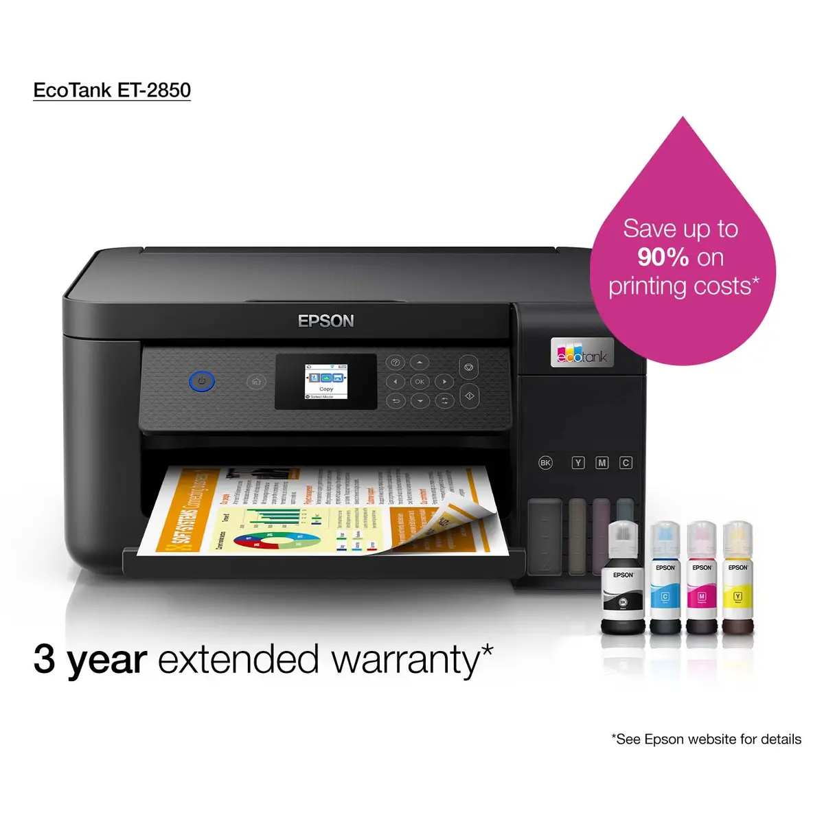 EcoTank ET-2850 A4 All-in-one Drucker/Scanner/Kopierer Farbtintenstrahldrucker Duplex,