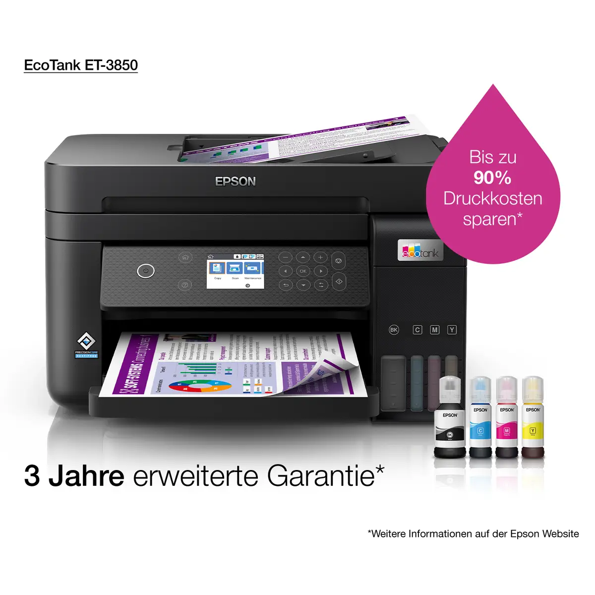 EcoTank ET-3850 A4 All-in-one Drucker/Scanner/Kopierer Ttintenstrahldrucker Duplex
