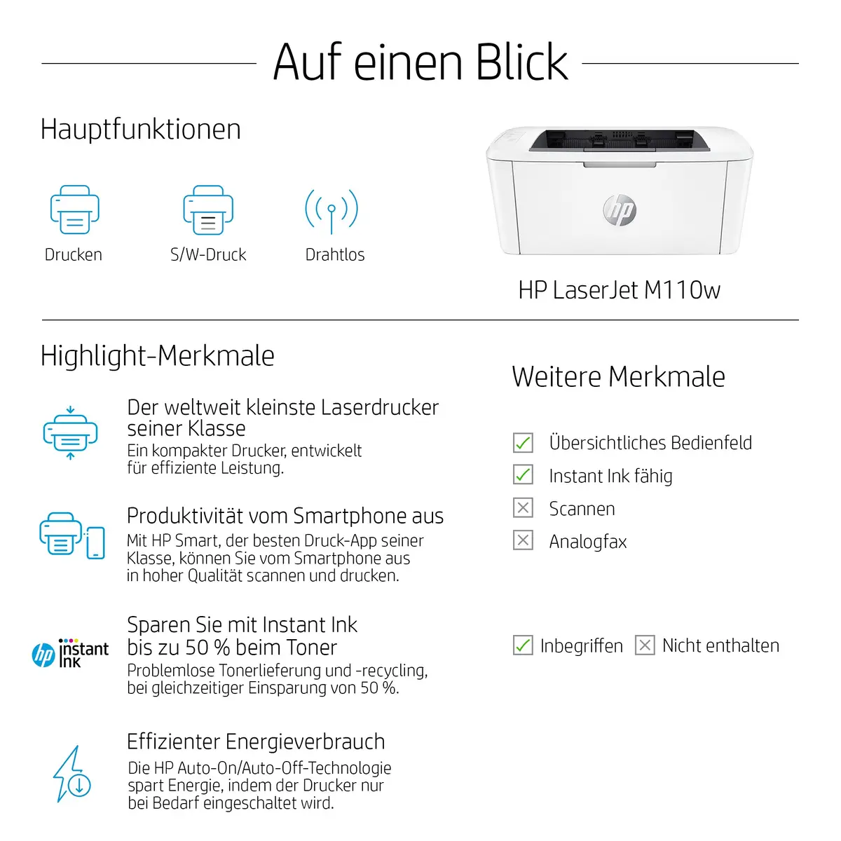 LaserJet M110w A4 s/w Laserdrucker 600x600dpi 20ppm