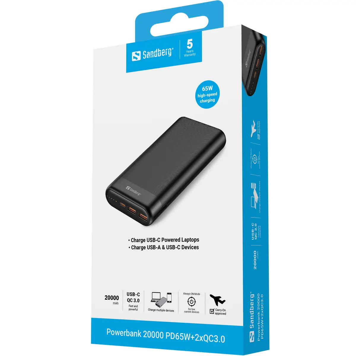 Powerbank 20000 mAh 74.4 Wh 3.25 A - PD