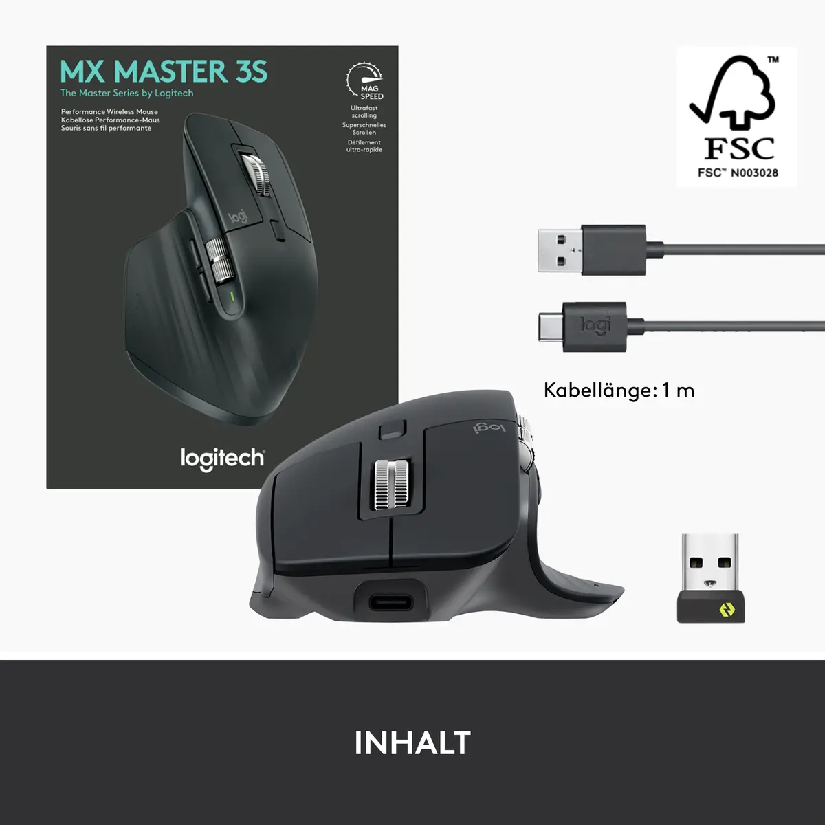 Logitech MX Master 3S Mouse Optisch Bluetooth