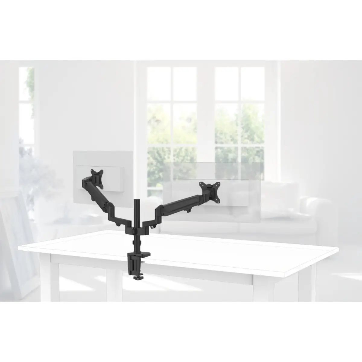 Monitorarm Fullmotion Gasfeder 2 Monitore 81cm (32") Doppelarm Schwarz