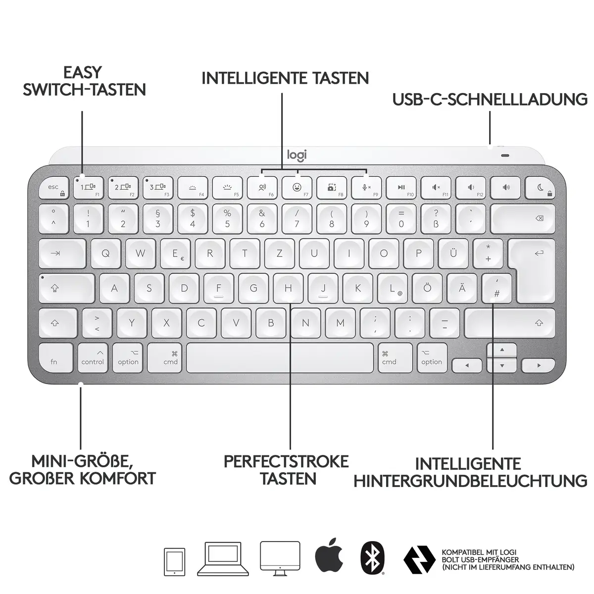 MX Keys Mini for Mac Bluetooth Pale Gray